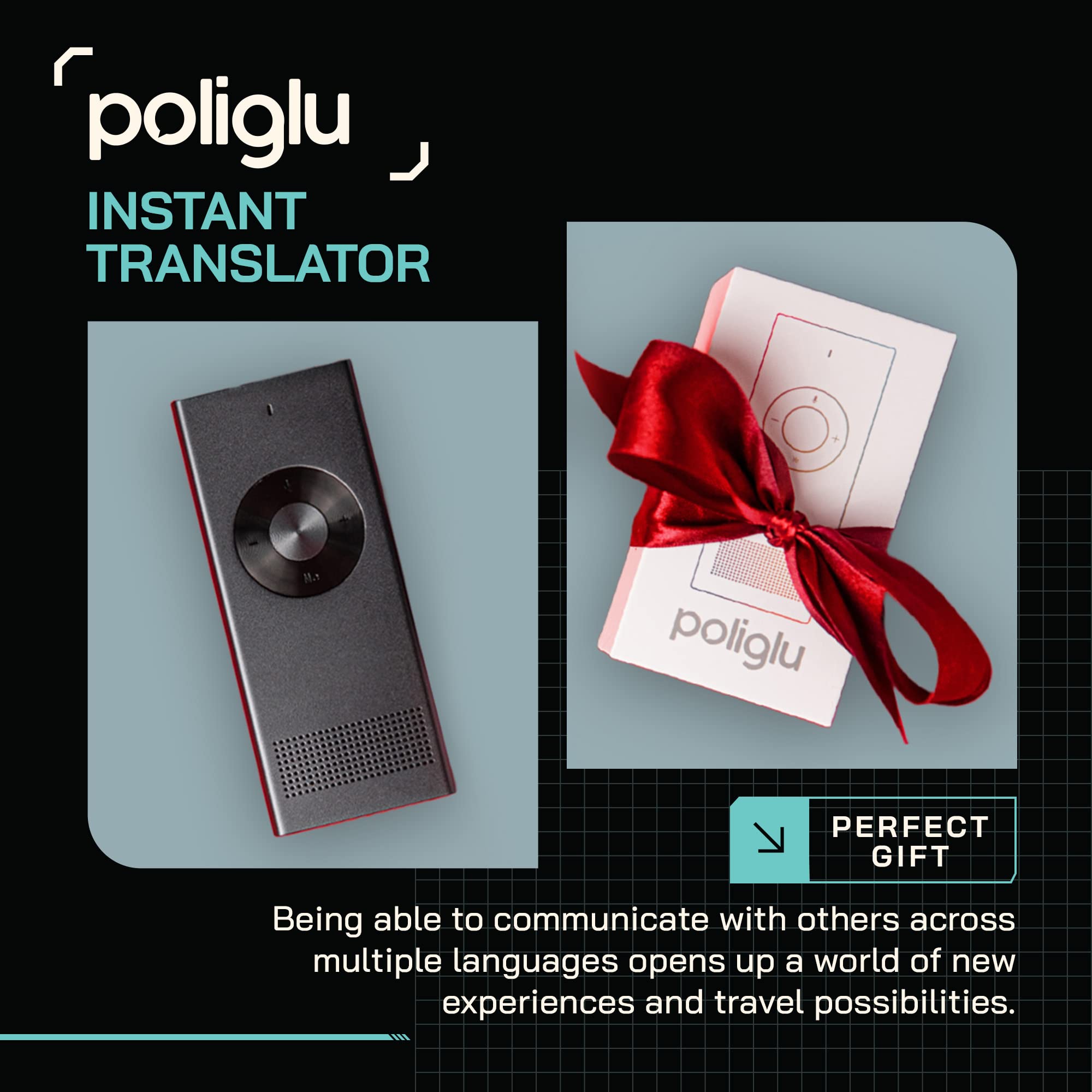 Poliglu Instant Two-Way Language Translator - Translators Devices for 36 Languages. Make Communication Easier with This Innovative Portable Translation Device. Perfect as a Pocket Dictionary