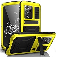 Samsung Note 20 Ultra Metal Case with Screen Protector Military Rugged Heavy Duty Shockproof with Stand Camera Protector Full Cover case for Note 20 Ultra (Yellow)