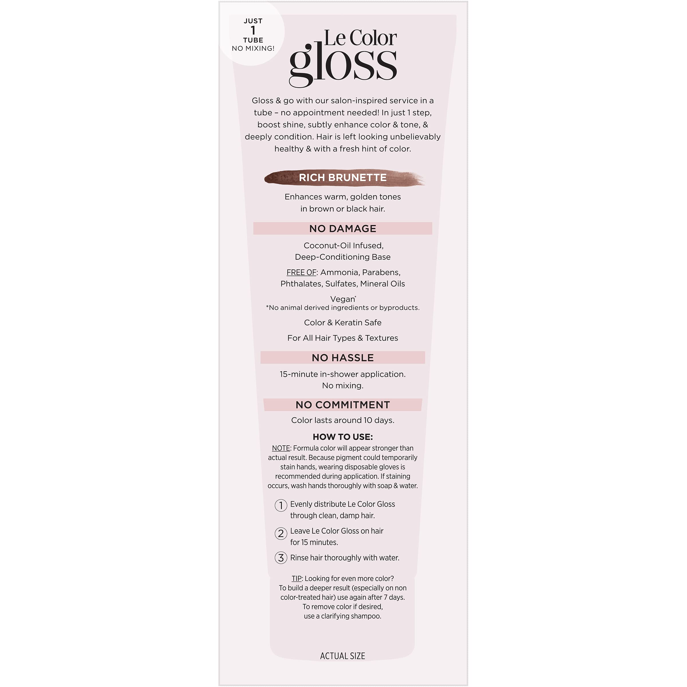 L’Oréal Paris Le Color One Step Toning Hair Gloss, Rich Brunette, 4 Ounce