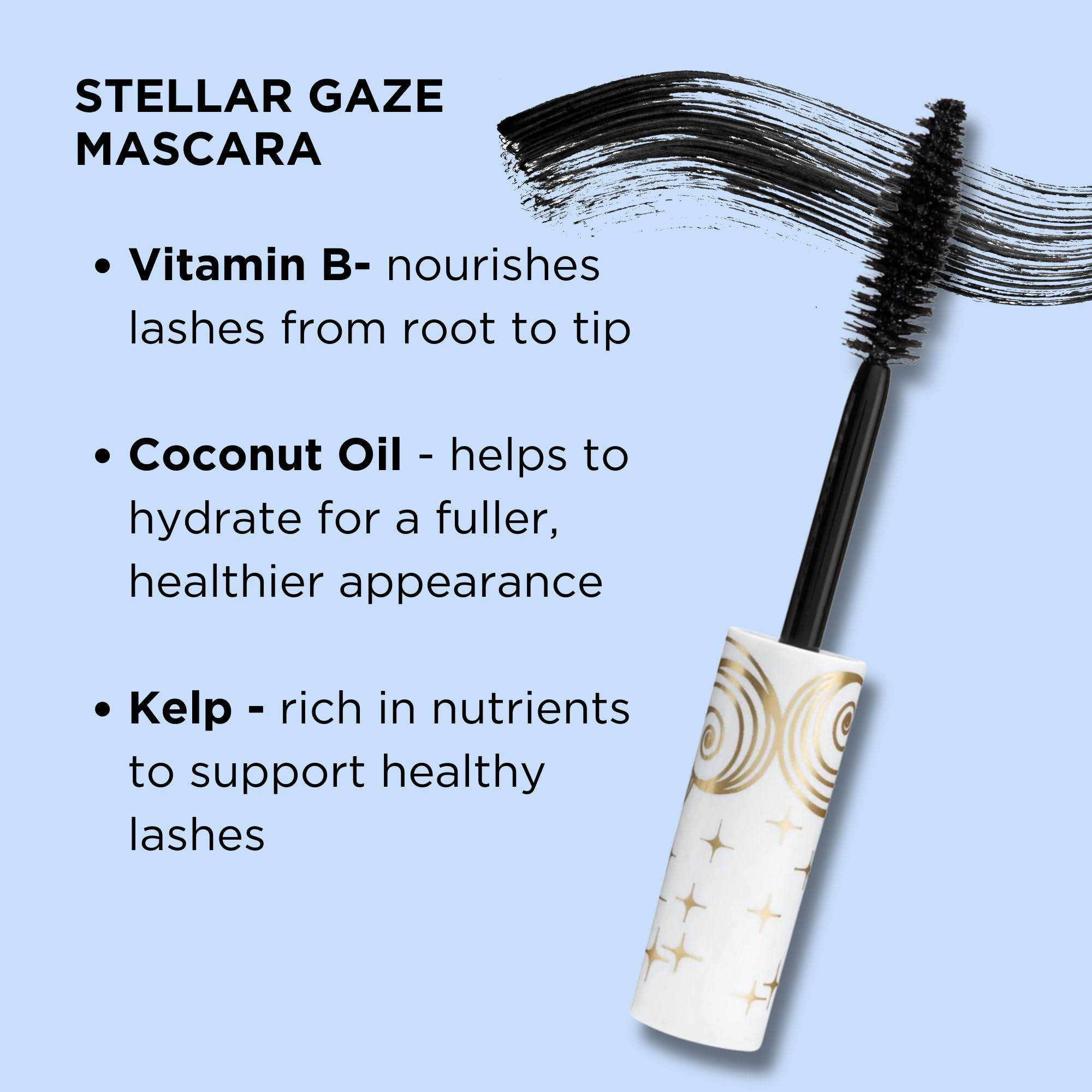 Pacifica Beauty Stellar Gaze Length & Strength Black Mascara, For Volume and Length, Vitamin B + Coconut, Natural Lash Effect, Silicone, Sulfate + Paraben Free, Vegan and Cruelty Free