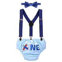 IMEKIS Baby Boys 1st 2nd Birthday Cake Smash Outfit Wild ONE Diaper Cover + Suspenders + Bowtie Photo Props Party Clothes Set