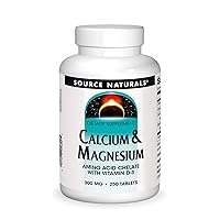 Source Naturals Calcium & Magnesium, Amino Acid Complex with Vitamin D-3, 300 MG - 250 Tablets