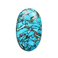 REAL-GEMS 27.5 Ct. Loose Natural Copper Turquoise Brilliant Oval Cut Gemstone, For Jewelery making Energy Stone,Wire Wrapping,Art-Crafts