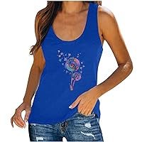 Scoop Neck Sleeveless Shirts for Women Summer Casual Tank Top Cute Graphic Vest Tops 2024 Trendy Cami Blouses