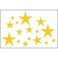 Variety Star Wall Vinyl Sticker Decal 16 pc 2in to 8in Peel-n-Stick by Wall Décor Plus More - Yellow