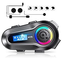 Motorcycle Bluetooth Headset 2 Riders Intercom Headphone Motorcycle Helmet Speakers with Noise Cancellation&Music Sharing for Motorcycling Riding Skiing Climbing