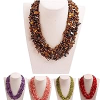 GEM-Inside Chips Dyed Fashion Bohemia Necklace for Women Fashion Loose Beads for Jewelry Making Stand String Beaded Necklace 18-21 inches