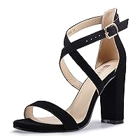 IDIFU Women's Chunky High Heel Sandal Strappy Open Toe Ankle Strap Dress Shoes for Women Bridesmaid Ladies in Wedding Bridal Evening Homecoming Prom