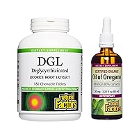 Natural Factors, Chewable DGL, 400 mg (180 Tablets) & Oil of Oregano 30 mg, 3.25 fl oz, Supports Digestion & Immune Health