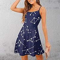 Starry Constellation Women's All Over Printed Sling Dress Sleeveless Strap Swing Sundress