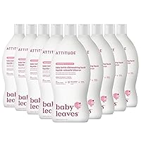 ATTITUDE Baby Dish Soap and Bottle Cleaner, EWG Verified Dishwashing Liquid, No Added Dyes or Fragrances, Tough on Milk Residue and Grease, Vegan, Unscented, 23.7 Fl Oz (Pack of 9)