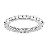Stackable Band !! 925 Sterling Silver Pearl Gemstone Full Eternity Stacking Band