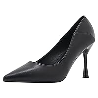 Women Pointed Toe Sexy High Heels Burnished Leather Work Pump Shoes Back Collapsible High Heels