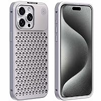 Case for iPhone 14/14 Pro/14 Pro Max, Aluminum Alloy Metal Case - Hollow Heat Dissipation - Aromatherapy Phone Case with Safety Lock,Gray,14 (Silver,14 Pro Max)