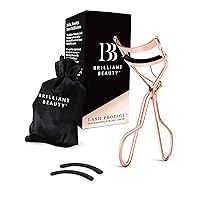 Brilliant Beauty Eyelash Curler with Satin Bag & Refill Pads - Award Winning - No Pinching, Just Dramatically Curled Eyelashes for a Lash Lift in Seconds (Rose Gold)