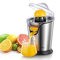 Electric Citrus Juicer, Orange Juicer Squeezer with Two Interchangeable Cones Suitable for All Size of Citrus Fruits, Anti-drip Spout and Ultra Quiet Motor, BPA Free, Brushed Stainless Steel