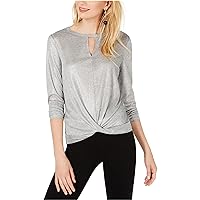 Womens Twist-Front Cutout Pullover Blouse