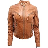 Women's Classic Real Leather Biker Moto Fashion Slim Fit Jacket