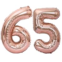 40 Inch Large Number 65 Balloon Foil Balloons Jumbo Foil Helium Balloons for Wedding Birthday Party Festival Decoration Supplies, Rose Gold 65