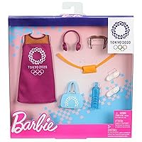 Barbie Storytelling Fashion Pack of Doll Clothes Inspired by The Olympic Games Tokyo 2020: Dress with 6 Accessories Dolls, Gift for 3 to 8 Year Olds
