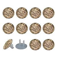 Outlet Plug Covers (12 Pack), Electrical Protector Safety Caps Prevent Shock Hazard Retro Map Fantasy Land Brown
