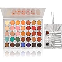 35 Colors Eyeshadow Palette with 7Pcs Makeup Brushes Set, All in One Makeup Kit Matte Shimmer Pigmented Eye Shadow Pallete Waterproof Powder Natural Nude Naked Smokey