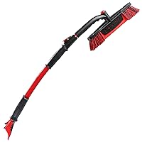 Mallory 14186ML Maxx-Force 52” Extendable Snowbrush for Car and Ice Scraper Crossover Snow Tool, Red