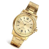 Lancardo Herren gold Edelstahl Armbanduhr, Luxus elegant Business Casual Chronograph Quarz modisch Sport Uhr