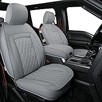 LUCKYMAN CLUB F150 Faux Leather Seat Covers S07-Q2, Fit for 2015-2024 F150 and 2017-2024 F250 F350 F450 Pickup Trucks(Full Set, Gray)