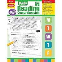 Evan-Moor Daily Reading Comprehension, Grade 4 - Homeschooling & Classroom Resource Workbook, Reproducible Worksheets, Teaching Edition, Fiction and Nonfiction, Lesson Plans, Test Prep