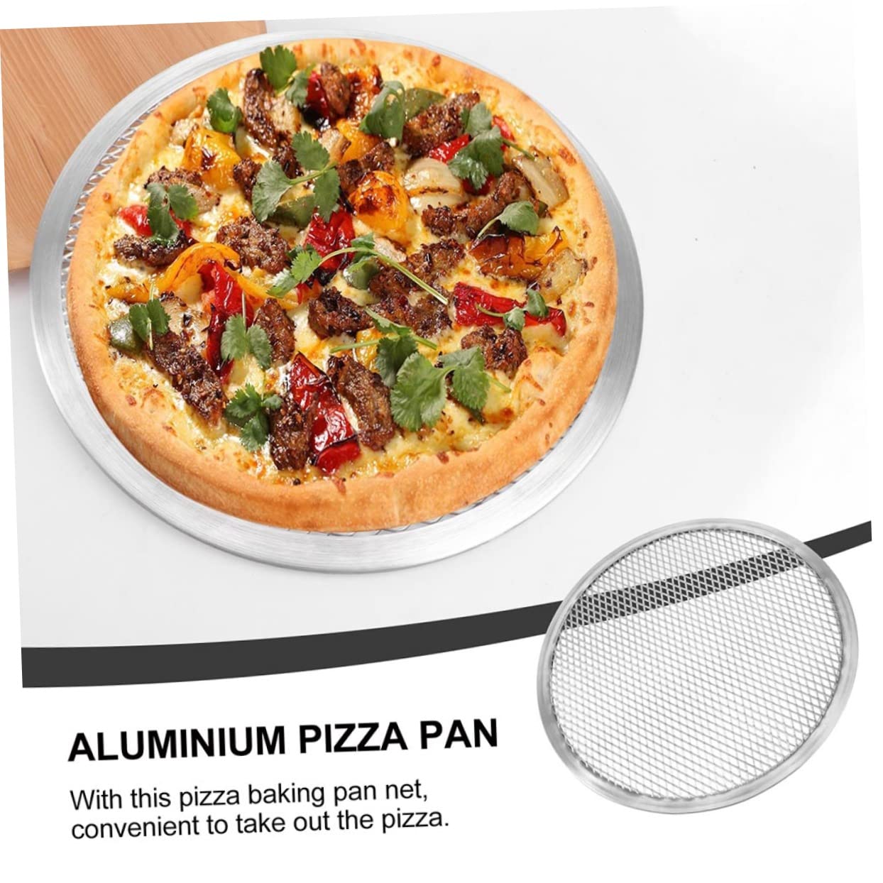 BESTOYARD 6 Pcs Pizza Pan Net Round Stainless Steel Aluminum Alloy.