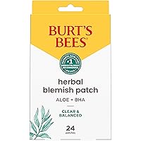 Herbal Blemish Patch With Fermented Willow Bark Extract and Soothing Aloe, Clear and Balanced Spot Treatment for Pimples, 100 Percent Natural Origin Skin Care, 24 ct. Package