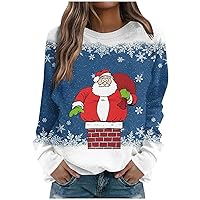 Casual Tops For Women Christmas Tree Long Sleeve Shirts Crew Neck Cute Pullover Sweatshirt Holiday Work Clothes