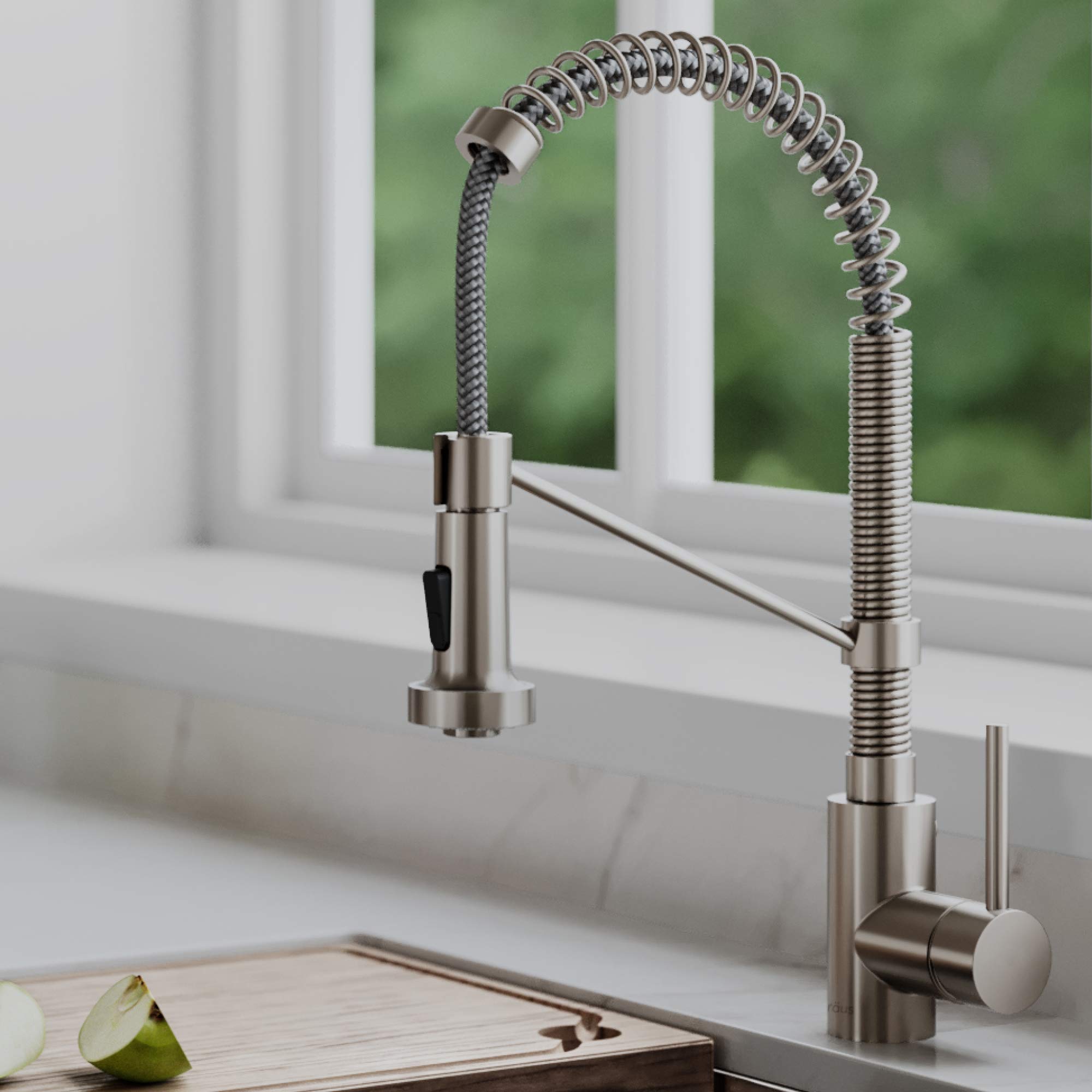 Kraus KPF-1610SFS Bolden 18-Inch Commercial Kitchen Faucet with Dual Function Pull-Down Sprayhead in all-Brite Finish, Spot Free Stainless Steel