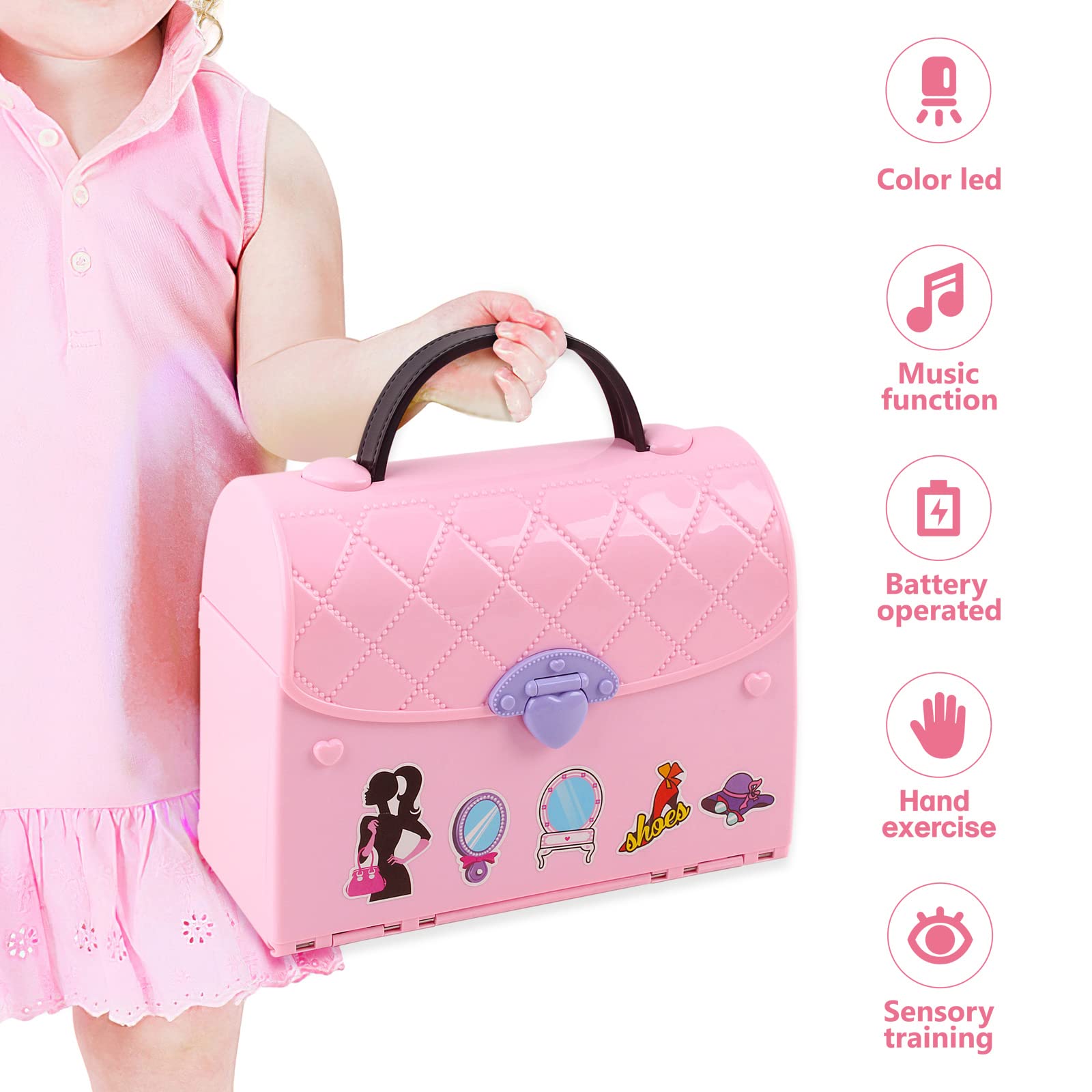 deAO Doll Houses Portable Backpack for Girls with Doll Toy House with Light and Music Baby Dollhouse Furniture for 3 to 8 Years Olds Toddler Kids…