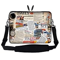 17 17.3 inch Neoprene Laptop Sleeve Bag Carrying Case with Hidden Handle and Adjustable Shoulder Strap - Newspaper Clips