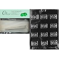 Cybrtrayd Bite Size Dollar Sign $ All Occasions Chocolate Candy Mold with Packaging Bundle of 25 Cello Bags, 25 Silver Twist Ties and Chocolate Molding Instructions