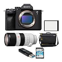 Sony Alpha 7 IV Full-Frame Mirrorless Interchangeable Lens Camera (Body) Bundle with Sony FE 70-200mm f/2.8 GM OSS Lens Bundle with Bag, Screen Protector, Memory Card, and Card Reader (6 Items)