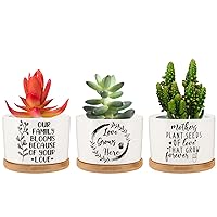 PARBEE Mom Gifts - Mini Succulent Planter Pots, Love Grows Here Ceramic Plant Pot, Gift for Mother's Day Moms Birthday Christmas