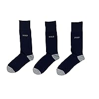 Polo Ralph Lauren Men's 3 Pairs Casual Dress Trouser Socks (Navy Blue, 10-13 (Shoe Size 6-12.5))