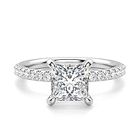 Riya Gems 2.50 CT Princess Cut Colorless Moissanite Engagement Ring Wedding Band Gold Silver Solitaire Ring Halo Ring Vintage Antique Anniversary Promise Bridal Ring