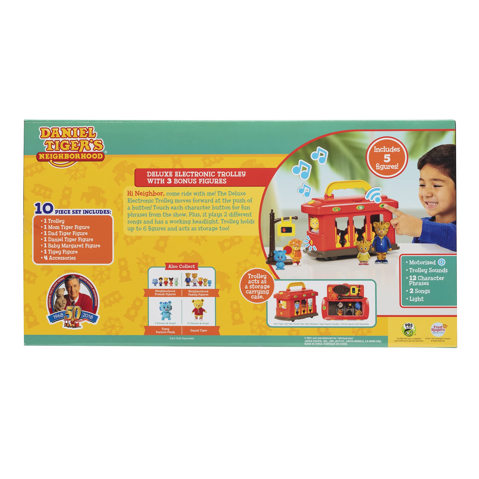 Daniel Tiger's Neighborhood Deluxe Electronic Trolley Includes 5 Family Figures with Lights, Sounds, Music & Crosswalk Accessories! [Amazon Exclusive]
