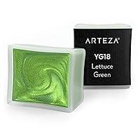 Arteza Metallic Watercolor Paint, Lettuce Green A721, Set of 2 Half Pans, Pearl Paint, Vibrant and Pearlescent Hues, For Illustrations, Calligraphy, Painting