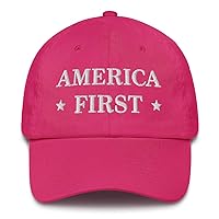 America First Hat (Embroidered Cotton Dad Cap) USA Patriot, July 4th Pride, Made in USA