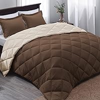 Basic Beyond King Size Comforter Set - Brown Comforter Set King, Reversible King Bed Comforter Set for All Seasons, Brown/Ivory, 1 Comforter (104