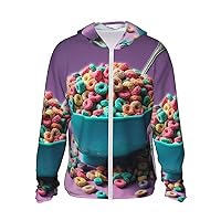 Cereal in Bowl Sun Protection Hoodie Jacket Lightweight Zip Up Long Sleeve sun hoodie with Pockets