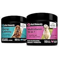 PetHonesty Hemp Calming + 10 in 1 Multivitamin Soft Chew Bundle - All-Natural Dog Vitamins, Stress & Dog Anxiety Relief, Glucosamine Chondroitin, Probiotics and Omega Fish Oil for Overall Dog Health
