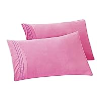 Elegant Comfort Solid Pillowcases 1500 Thread Count Egyptian Quality - Easy Care, Smooth Weave, Wrinkle and Stain Resistant, Easy Slip-On, 2-Piece Set, Standard/Queen Pillowcase, Light Pink