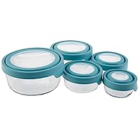 TrueSeal 10-piece Glass Food Storage Containers with Airtight Lids, Mineral Blue