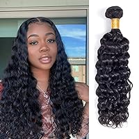 Water Wave Human Hair Bundles Brazilian Remy Water Wave Human Hair Bundles 10A Curly Human Hair Bundles Unprocessed Human Hair Extension Double Weft Natural Color for Black Women 20inch